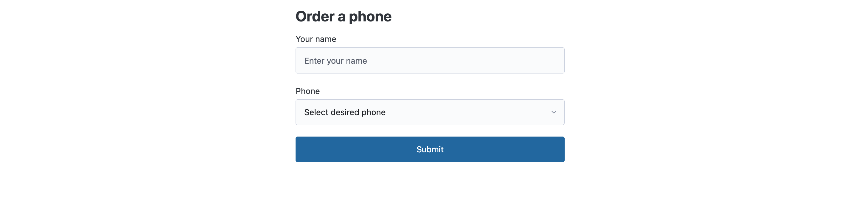 The order phone form