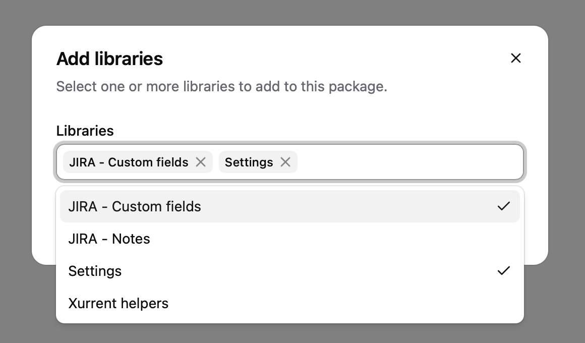 Selecting multiple libraries in the Add libraries dialog