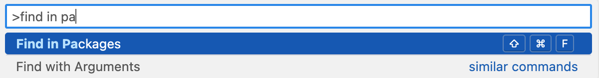 Find in packages command