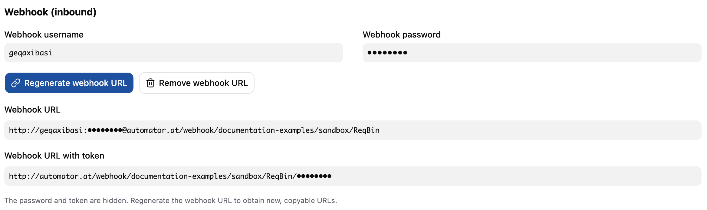 Sensitive fields in webhook URLs