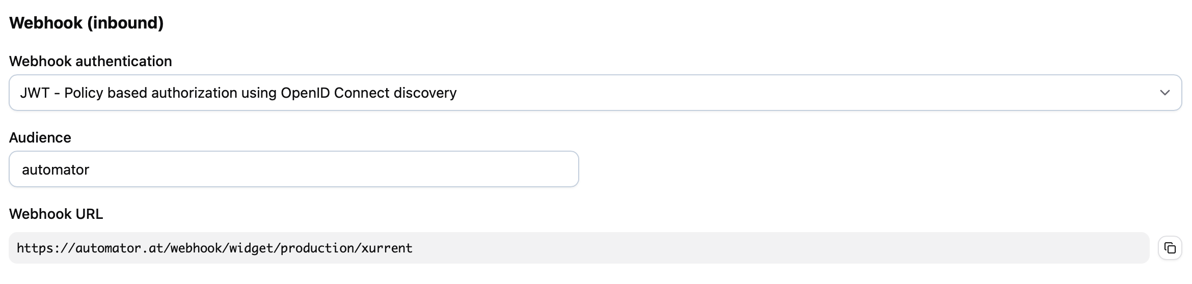 Webhook authentication options of a Xurrent account
